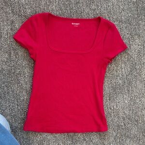 Old Navy Women's Pink/Red Square Neck T-Shirt